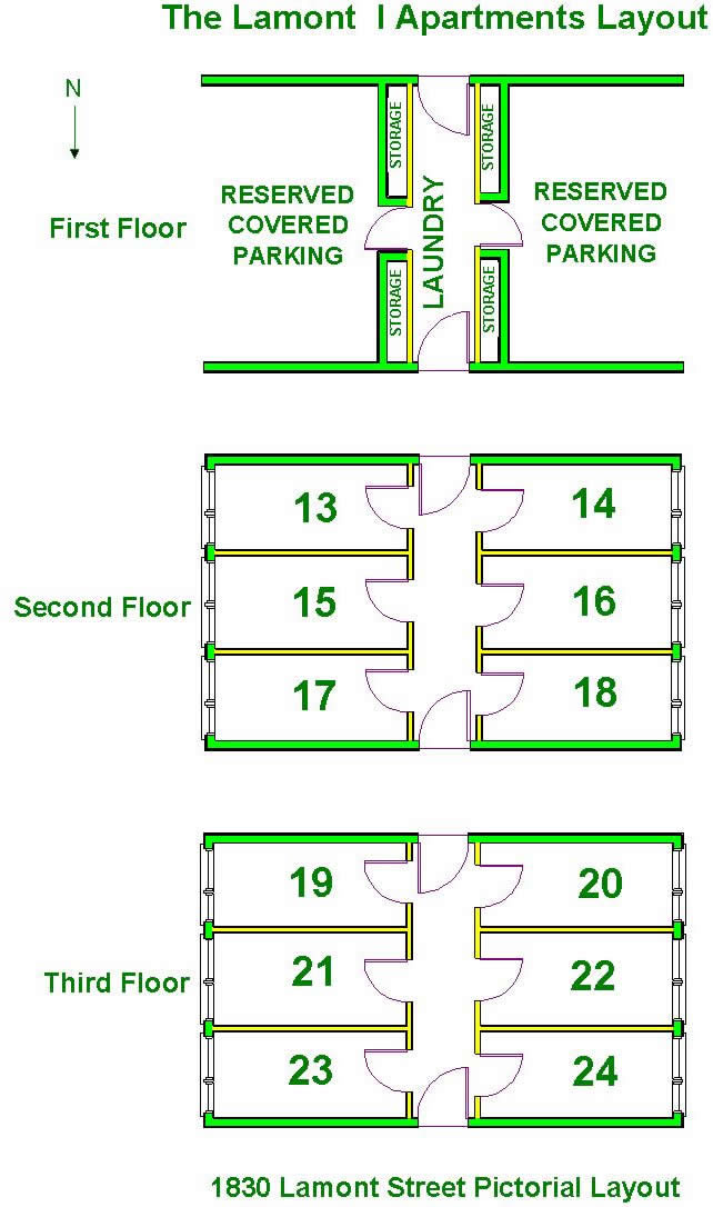 Layout of The Lamont Apartments, 1810-1830 Lamont Street in Pullman, Wa